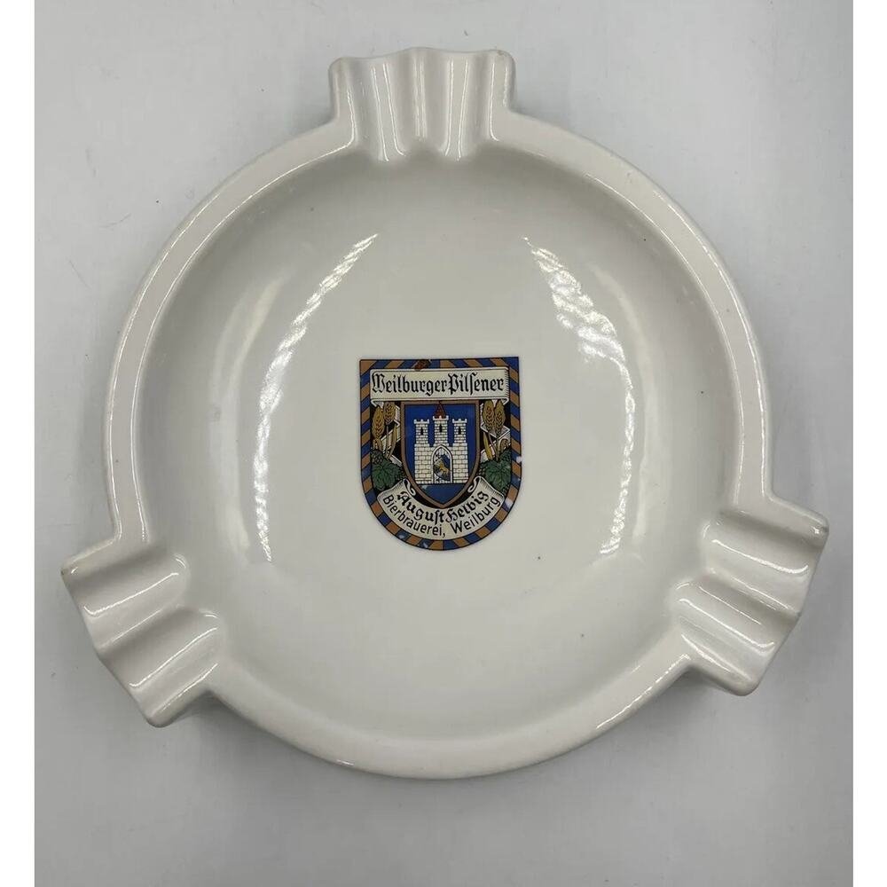 Vintage Weilburger Bilfener Ashtray Rastal Werk Fabrikmodell‎ White Bierbrauerei